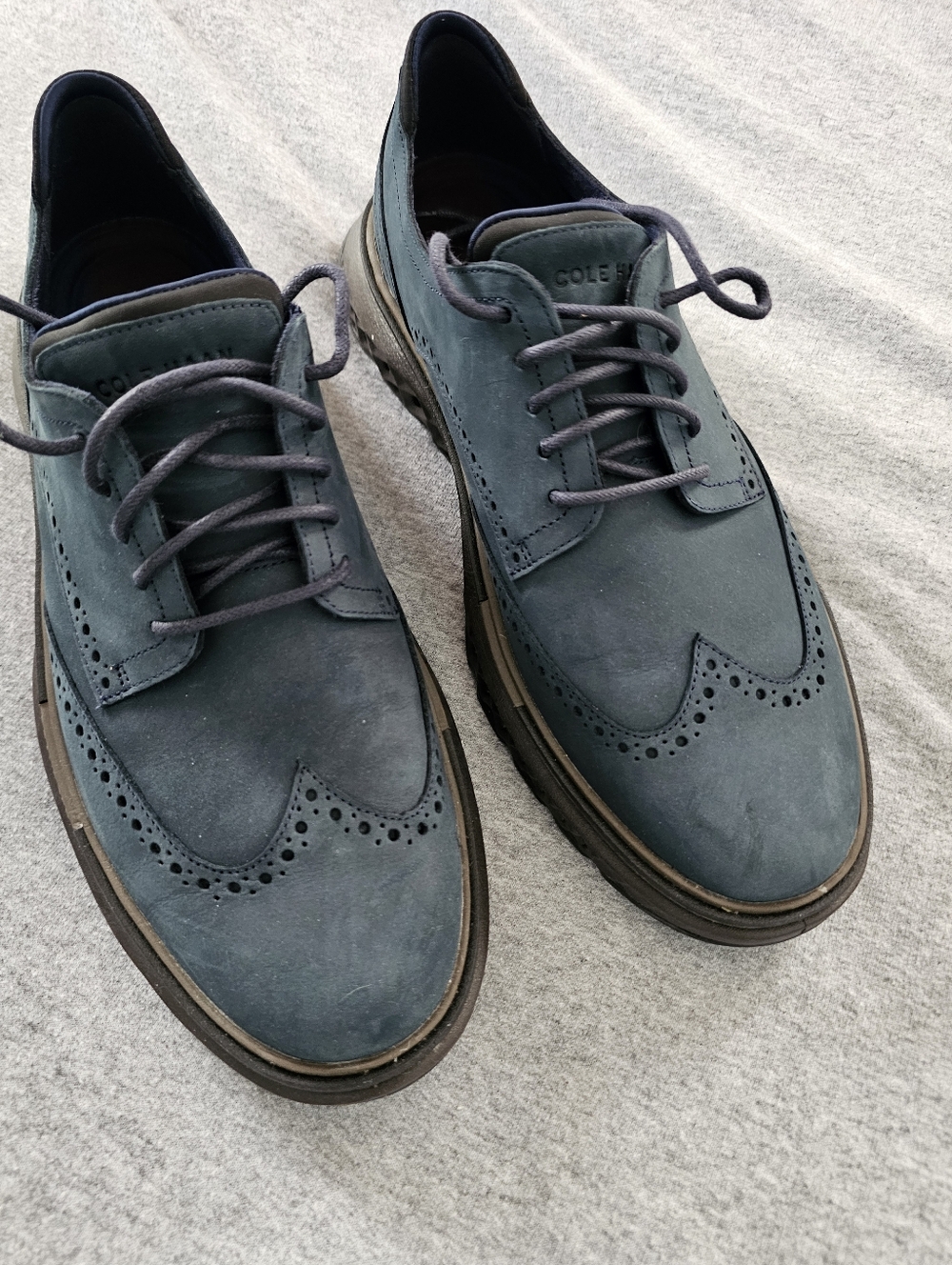 Cole Haan Navy Leather Mens 11 Wingtip Derby Shoes